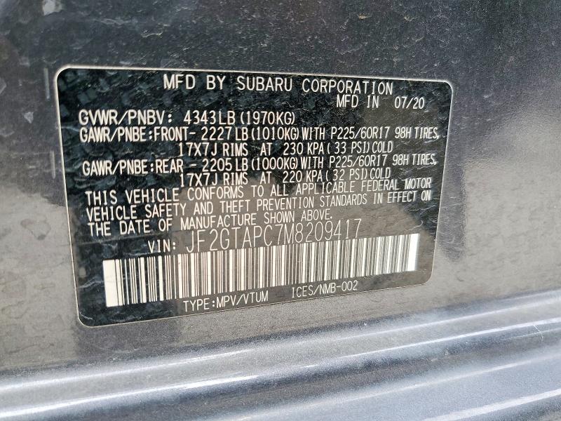 Продажа на аукционе авто 2021 Subaru Crosstrek, vin: JF2GTAPC7M8209417, номер лота: 62283276
