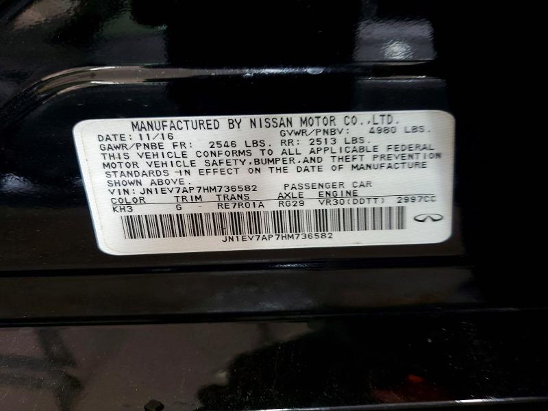 Продаж на аукціоні авто 2017 Infiniti Q50, vin: JN1EV7AP7HM736582, номер лоту: 63006126