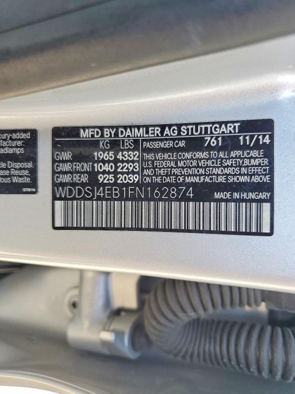 61817876 :رقم المزاد ، WDDSJ4EB1FN162874 vin ، 2015 Mercedes-benz Cla مزاد بيع