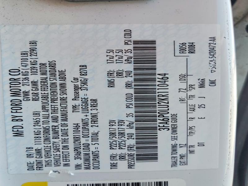 Продажа на аукционе авто 2019 Ford Fusion, vin: 3FA6P0LU2KR110464, номер лота: 62291906