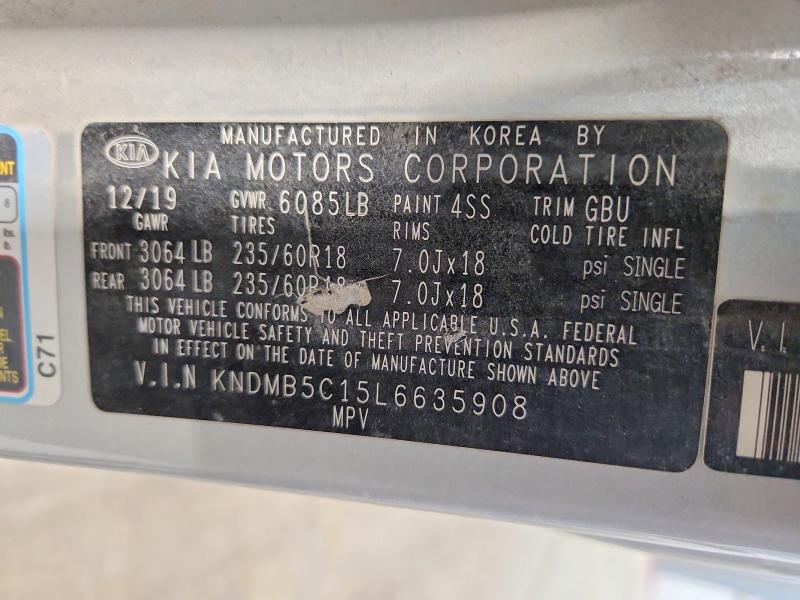 Aukcja sprzedaży 2020 Kia Sedona, vin: KNDMB5C15L6635908, numer aukcji: 58563566