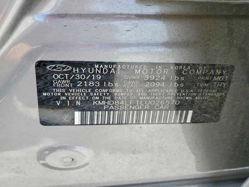 Продаж на аукціоні авто 2020 Hyundai Elantra, vin: KMHD84LF1LU026570, номер лоту: 85609285