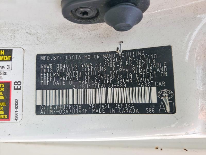 Продаж на аукціоні авто 2010 Toyota Corolla, vin: 2T1BU4EE8AC396999, номер лоту: 61885496