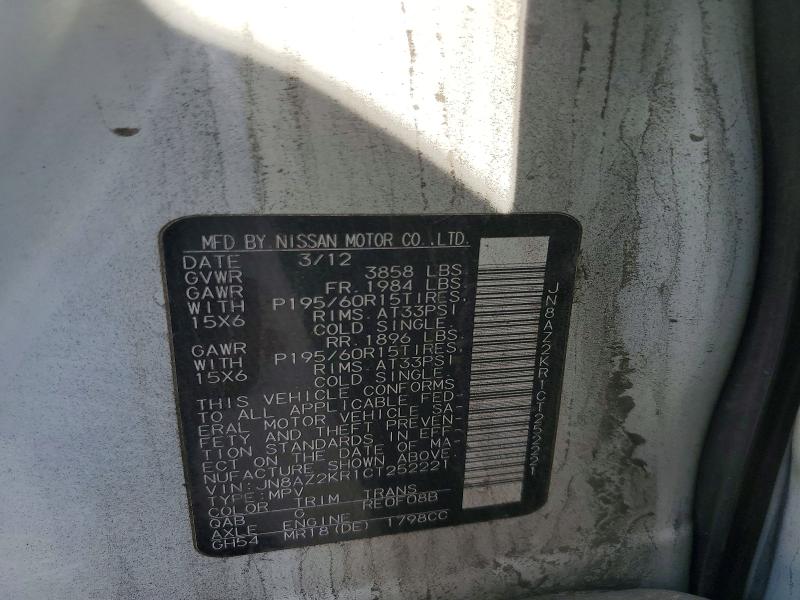 62275806 :رقم المزاد ، JN8AZ2KR1CT252221 vin ، 2012 Nissan Cube مزاد بيع
