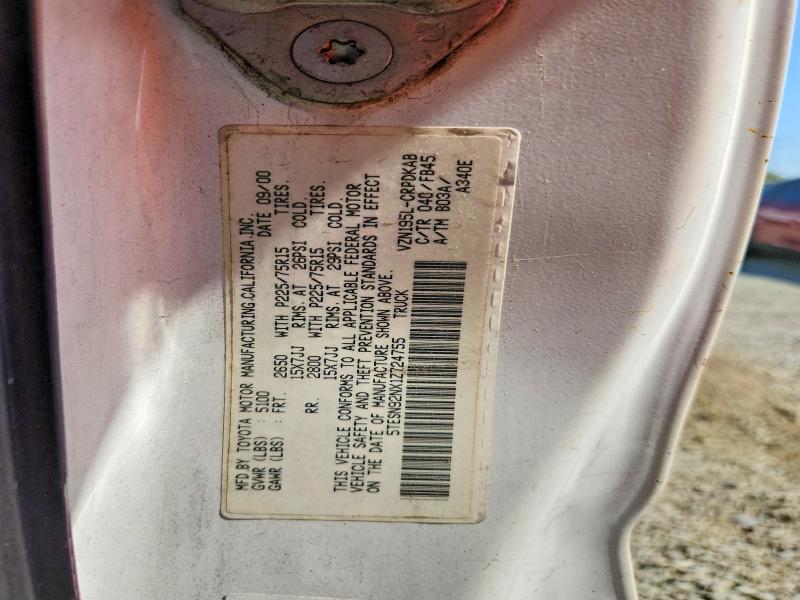 2001 Toyota Tacoma მანქანა იყიდება აუქციონზე, vin: 5TESN92NX1Z724755, აუქციონის ნომერი: 61314566