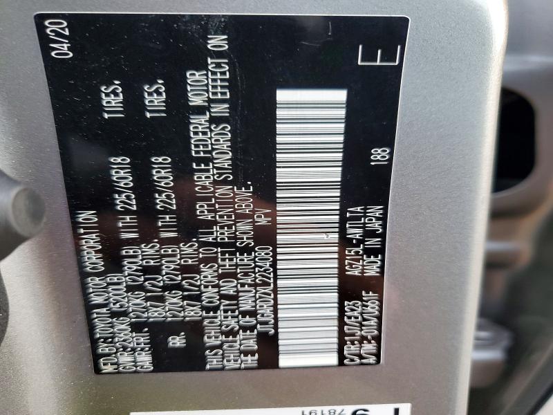 60489496 :رقم المزاد ، JTJGARDZXL2234080 vin ، 2020 Lexus Nx مزاد بيع