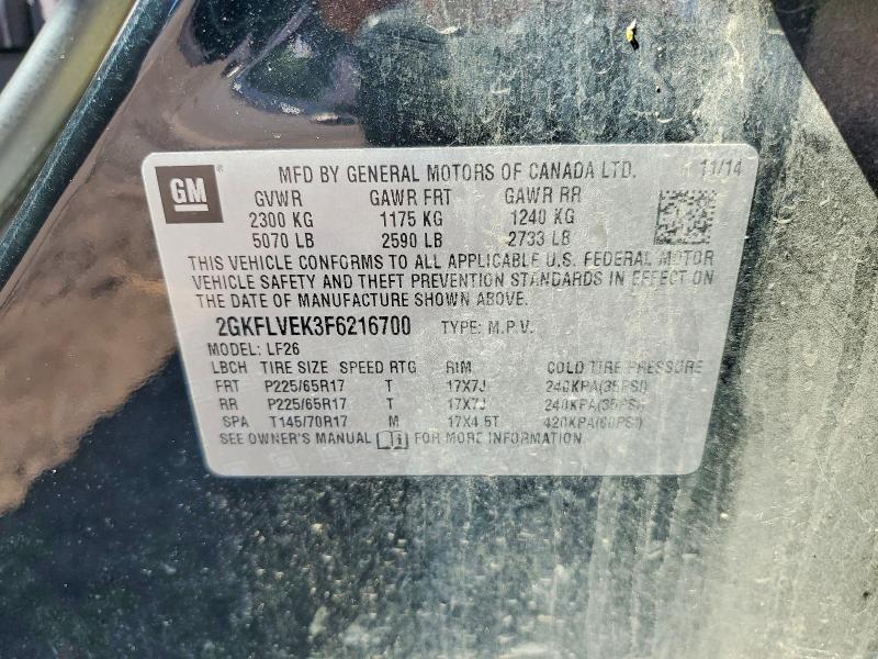 60523936 :رقم المزاد ، 2GKFLVEK3F6216700 vin ، 2015 Gmc Terrain مزاد بيع