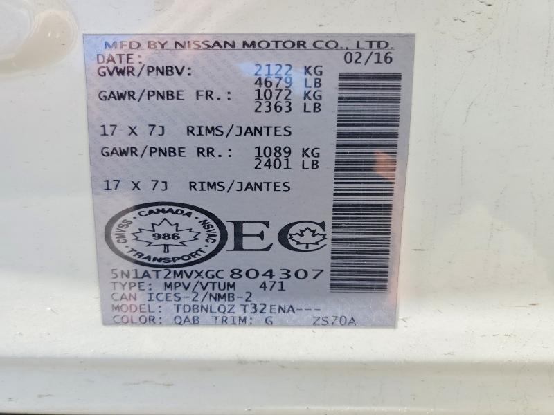 Продаж на аукціоні авто 2016 Nissan Rogue, vin: 5N1AT2MVXGC804307, номер лоту: 62980946