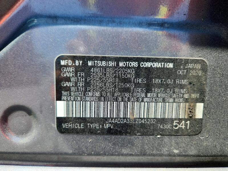 Продажа на аукционе авто 2020 Mitsubishi Outlander, vin: JA4AD2A33LZ045232, номер лота: 59986846
