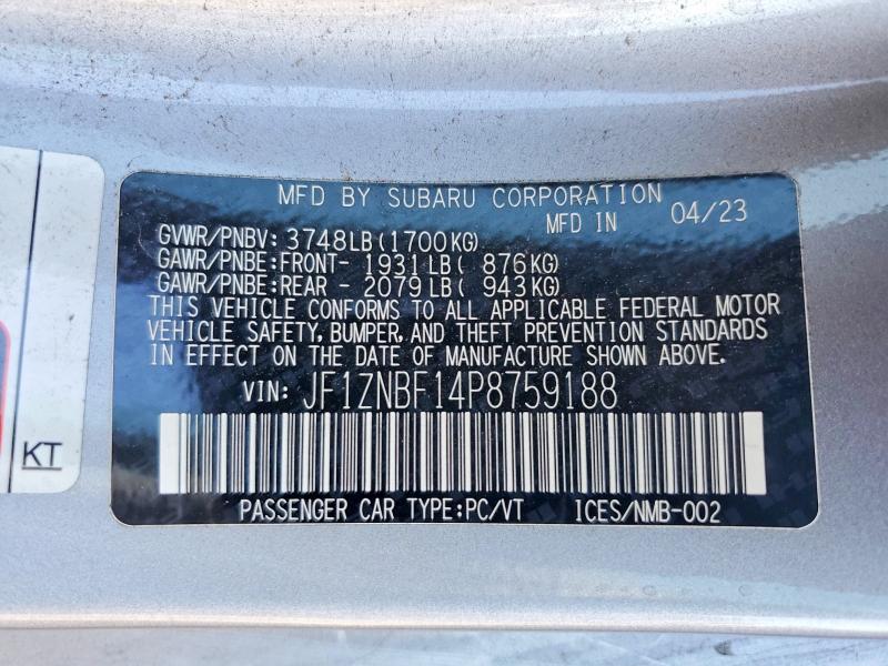 61160786 :رقم المزاد ، JF1ZNBF14P8759188 vin ، 2023 Toyota Gr 86 مزاد بيع