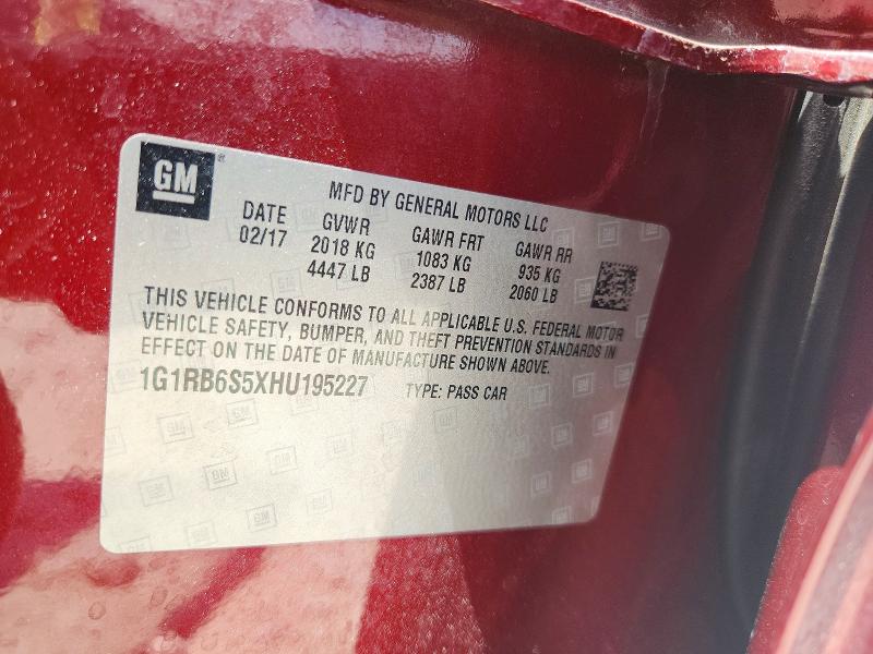 2017 Chevrolet Volt მანქანა იყიდება აუქციონზე, vin: 1G1RB6S5XHU195227, აუქციონის ნომერი: 62597326