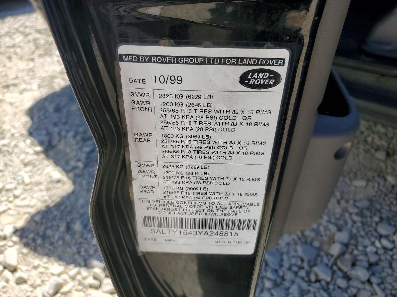 Продажа на аукционе авто 2000 Land Rover Discovery Ii, vin: SALTY1543YA248815, номер лота: 61401496