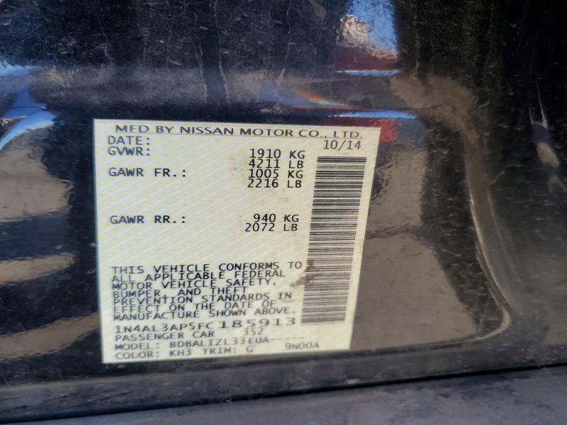Aukcja sprzedaży 2015 Nissan Altima, vin: 1N4AL3AP5FC185913, numer aukcji: 62636166