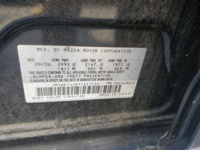 Продажа на аукционе авто 2007 Mazda 3, vin: JM1BK143X71637530, номер лота: 61286656