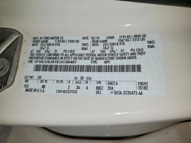 62282266 :رقم المزاد ، 1FMCU9J91EUC68487 vin ، 2014 Ford Escape مزاد بيع