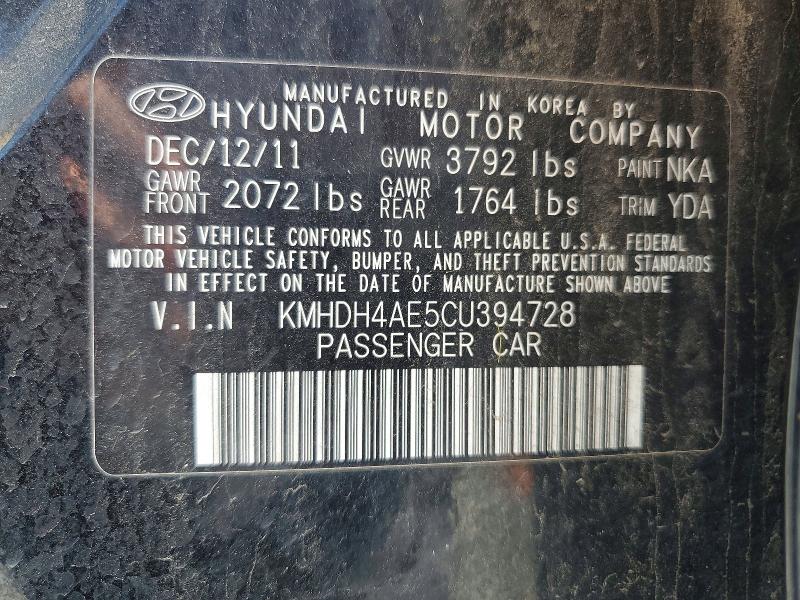 Aukcja sprzedaży 2012 Hyundai Elantra, vin: KMHDH4AE5CU394728, numer aukcji: 60250456