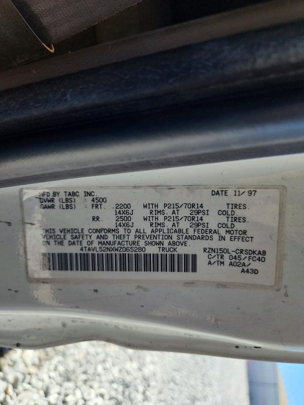 Aukcja sprzedaży 1998 Toyota Tacoma, vin: 4TAVL52NXWZ065280, numer aukcji: 63112106