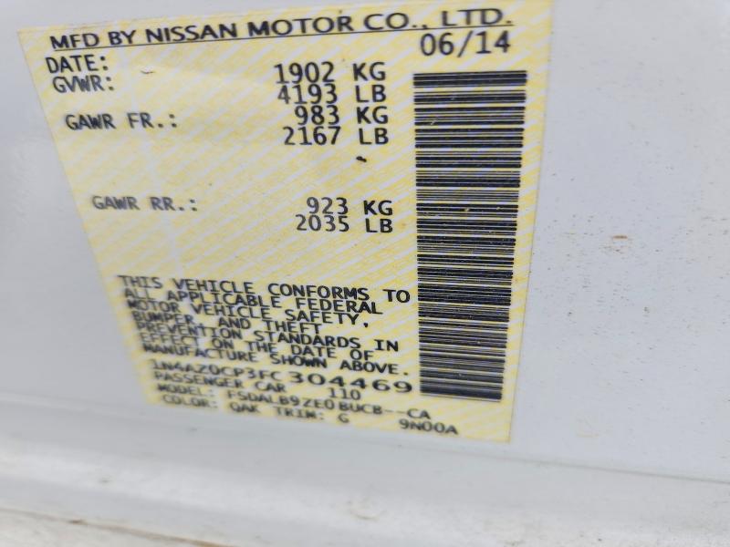 62994236 :رقم المزاد ، 1N4AZ0CP3FC304469 vin ، 2015 Nissan Leaf مزاد بيع