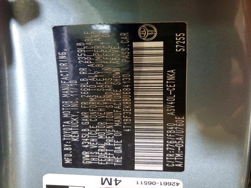 64081336 :رقم المزاد ، 4T1BF3EK8BU684130 vin ، 2011 Toyota Camry مزاد بيع