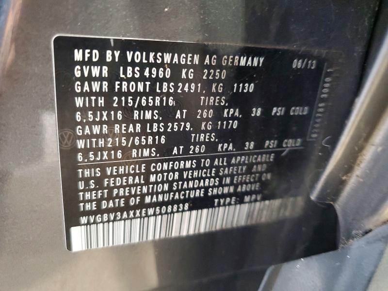 Aukcja sprzedaży 2014 Volkswagen Tiguan, vin: WVGBV3AXXEW508838, numer aukcji: 63012556