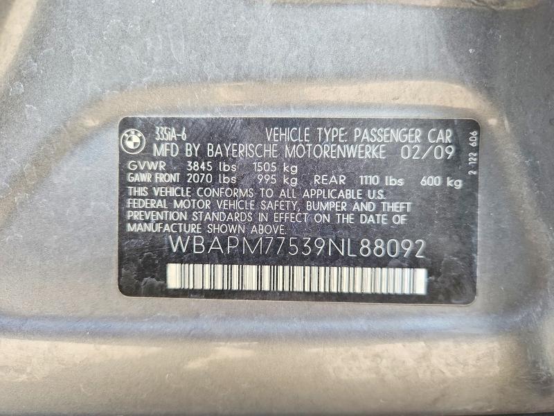 Продажа на аукционе авто 2009 Bmw 335, vin: WBAPM77539NL88092, номер лота: 63004096