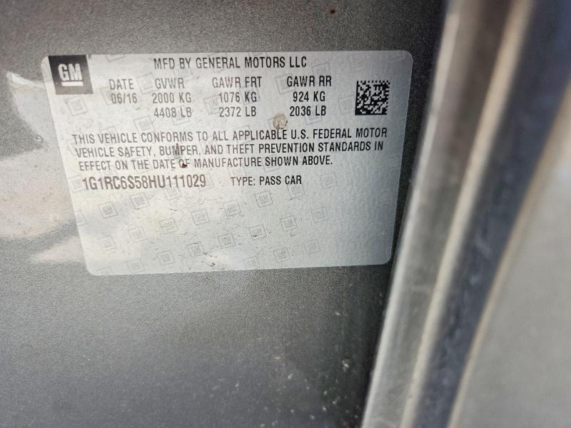 62421206 :رقم المزاد ، 1G1RC6S58HU111029 vin ، 2017 Chevrolet Volt مزاد بيع