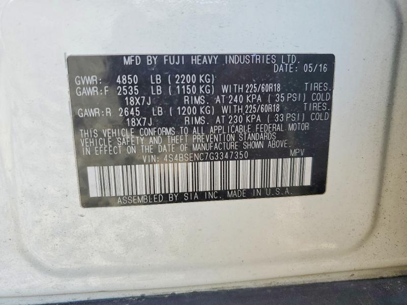 59886396 :رقم المزاد ، 4S4BSENC7G3347350 vin ، 2016 Subaru Outback مزاد بيع