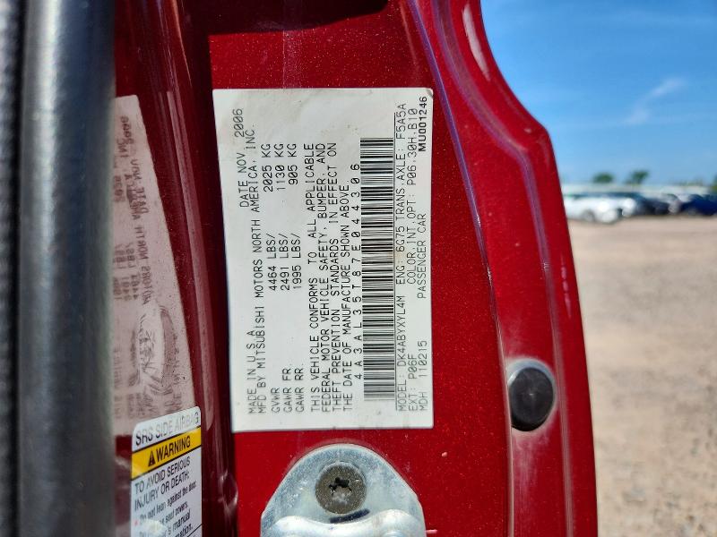 Продаж на аукціоні авто 2007 Mitsubishi Eclipse, vin: 4A3AL35T87E044306, номер лоту: 60610106