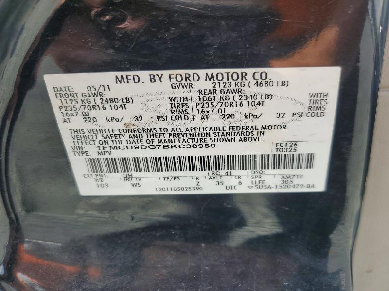 Aukcja sprzedaży 2011 Ford Escape, vin: 1FMCU9DG7BKC38959, numer aukcji: 60819916