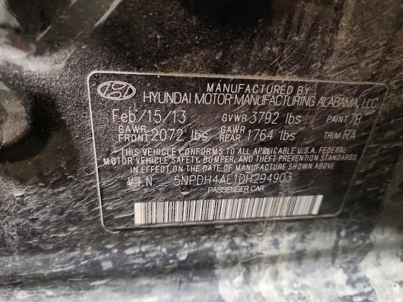 Продаж на аукціоні авто 2013 Hyundai Elantra, vin: 5NPDH4AE1DH294903, номер лоту: 62627396