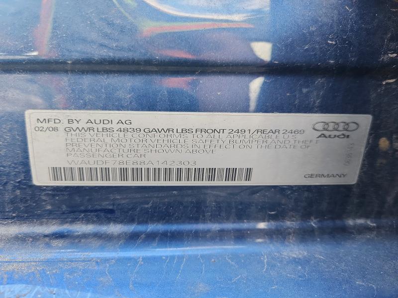 Aukcja sprzedaży 2008 Audi A4, vin: WAUDF78E88A142303, numer aukcji: 59983466