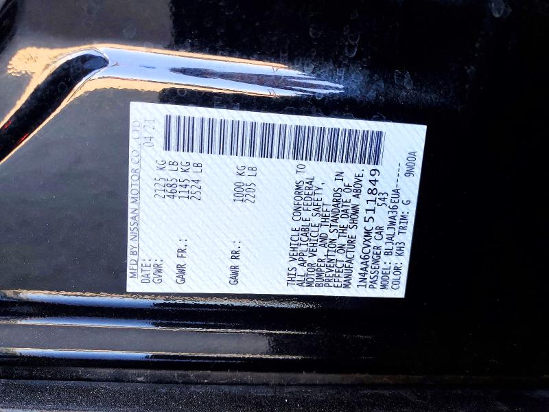 Aukcja sprzedaży 2021 Nissan Maxima, vin: 1N4AA6CVXMC511849, numer aukcji: 60054076