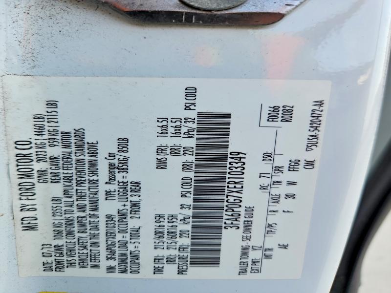 Продаж на аукціоні авто 2014 Ford Fusion, vin: 3FA6P0G7XER103349, номер лоту: 62258356