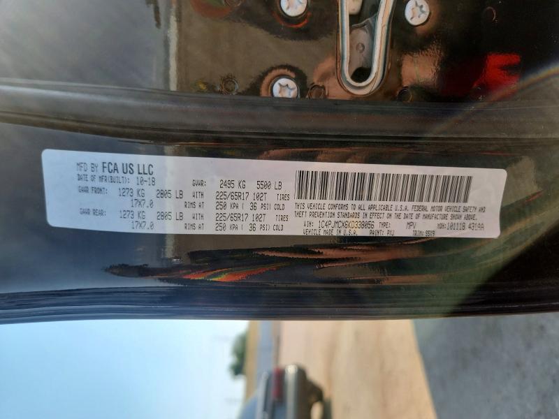 59298216 :رقم المزاد ، 1C4PJMCX6KD338056 vin ، 2019 Jeep Cherokee مزاد بيع