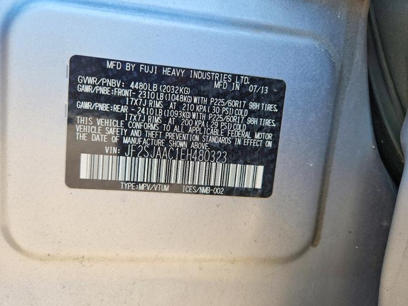 62531196 :رقم المزاد ، JF2SJAAC1EH480323 vin ، 2014 Subaru Forester مزاد بيع