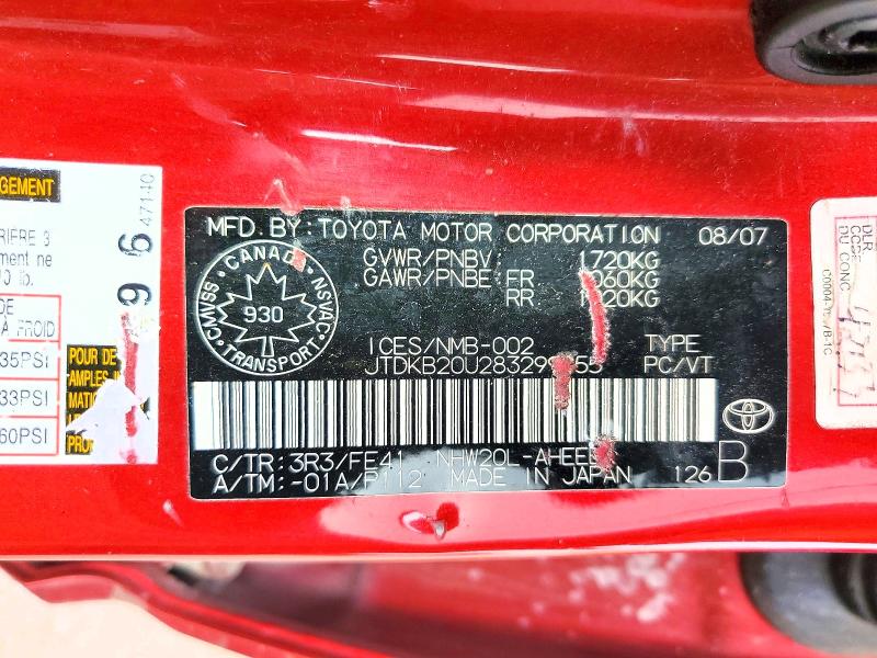 Aukcja sprzedaży 2008 Toyota Prius, vin: JTDKB20U283299955, numer aukcji: 60620476