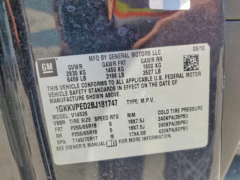 Aukcja sprzedaży 2011 Gmc Acadia, vin: 1GKKVPED2BJ181747, numer aukcji: 60198666