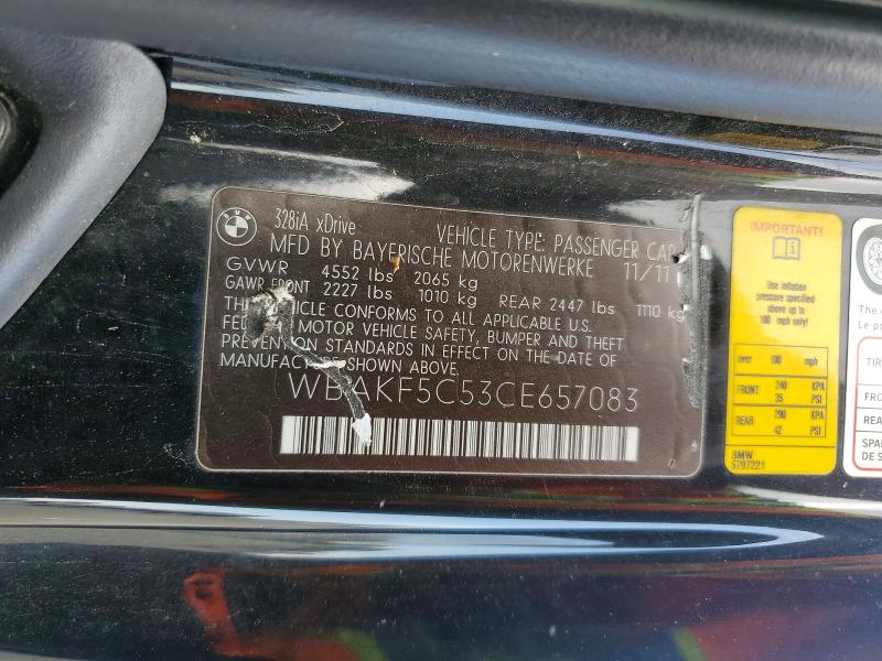 Aukcja sprzedaży 2012 Bmw 328, vin: WBAKF5C53CE657083, numer aukcji: 62592936