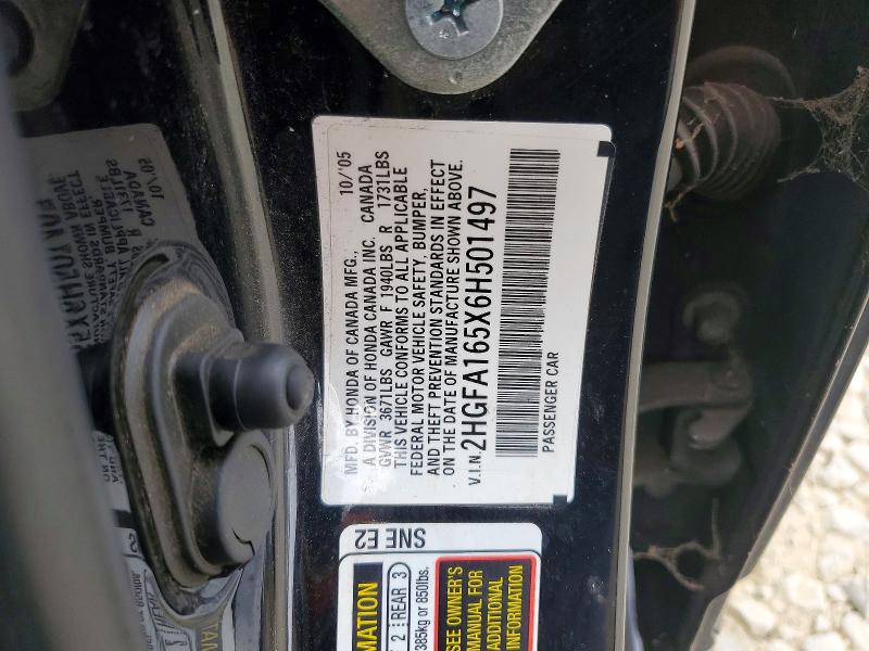 Aukcja sprzedaży 2006 Honda Civic, vin: 2HGFA165X6H501497, numer aukcji: 61005276