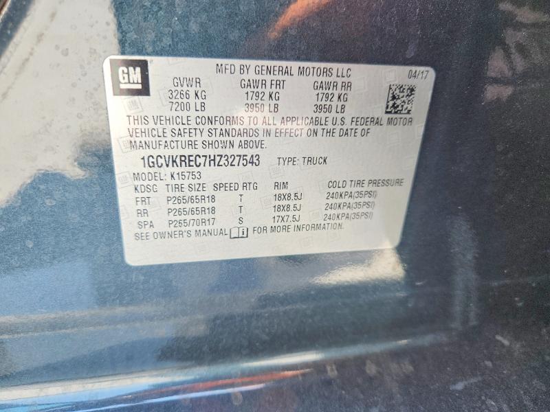 Продажа на аукционе авто 2017 Chevrolet Silverado, vin: 1GCVKREC7HZ327543, номер лота: 59842586