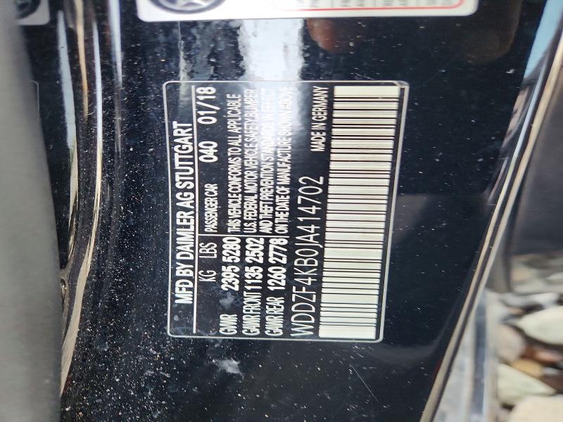 2018 Mercedes-benz E მანქანა იყიდება აუქციონზე, vin: WDDZF4KB0JA414702, აუქციონის ნომერი: 61667726