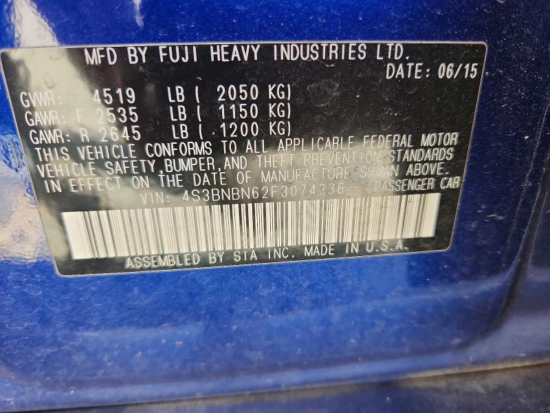 63598536 :رقم المزاد ، 4S3BNBN62F3074336 vin ، 2015 Subaru Legacy مزاد بيع