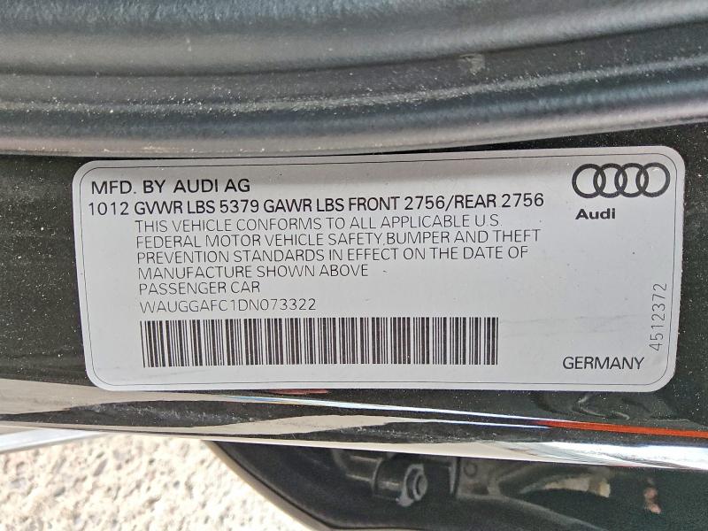 2013 Audi A6 მანქანა იყიდება აუქციონზე, vin: WAUGGAFC1DN073322, აუქციონის ნომერი: 60853696