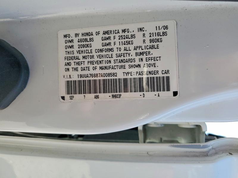 62811726 :رقم المزاد ، 19UUA76687A008582 vin ، 2007 Acura Tl مزاد بيع