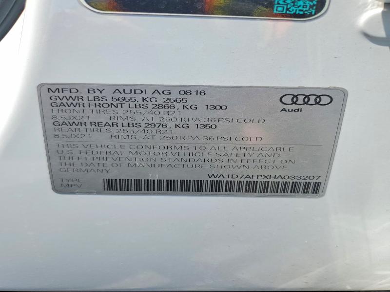 60590656 :رقم المزاد ، WA1D7AFPXHA033207 vin ، 2017 Audi Q5 مزاد بيع