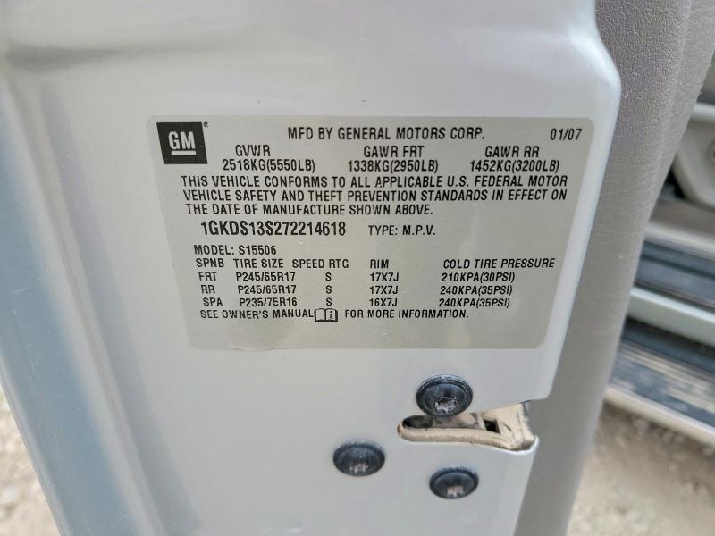 2007 Gmc Envoy მანქანა იყიდება აუქციონზე, vin: 1GKDS13S272214618, აუქციონის ნომერი: 62316586