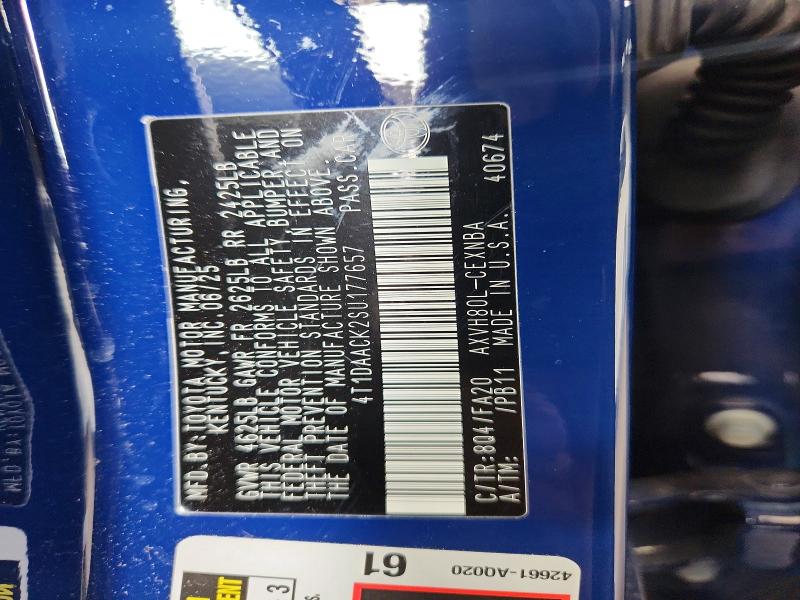 2025 Toyota Camry მანქანა იყიდება აუქციონზე, vin: 4T1DAACK2SU177657, აუქციონის ნომერი: 61960786