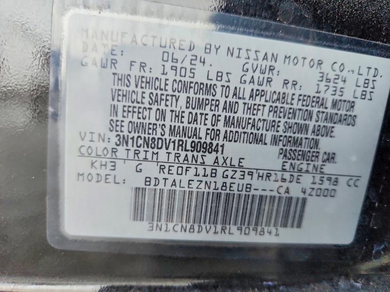 Продажа на аукционе авто 2024 Nissan Versa, vin: 3N1CN8DV1RL909841, номер лота: 62697606