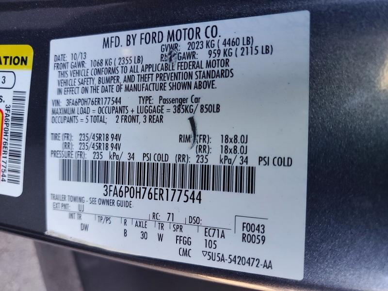 Продажа на аукционе авто 2014 Ford Fusion, vin: 3FA6P0H76ER177544, номер лота: 61939366