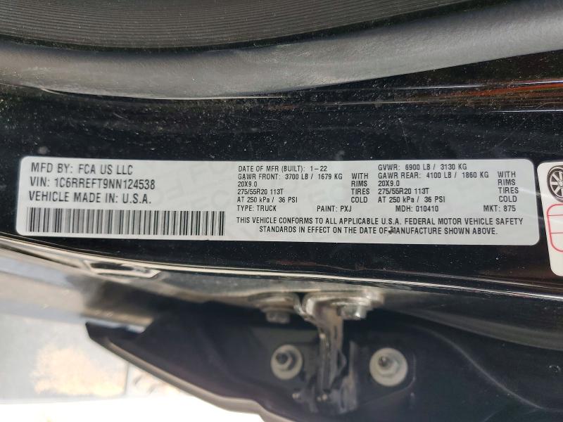 Продаж на аукціоні авто 2022 Ram 1500, vin: 1C6RREFT9NN124538, номер лоту: 59600136